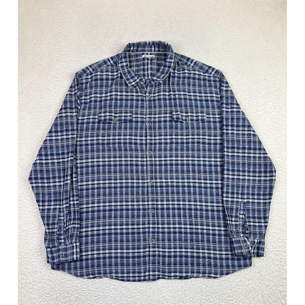 Carbon2Cobalt Shirt Mens 2XL Blue White Plaid Button Down Casual Soft Cotton